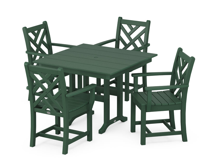 POLYWOOD Chippendale 5-Piece Farmhouse Dining Set in Green