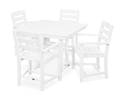 POLYWOOD La Casa Cafe 5-Piece Farmhouse Trestle Arm Chair Dining Set in White image