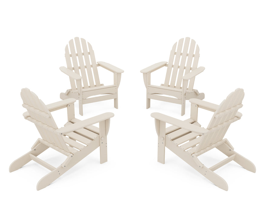 POLYWOOD 4-Piece Classic Folding Adirondack Conversation Set in Sand