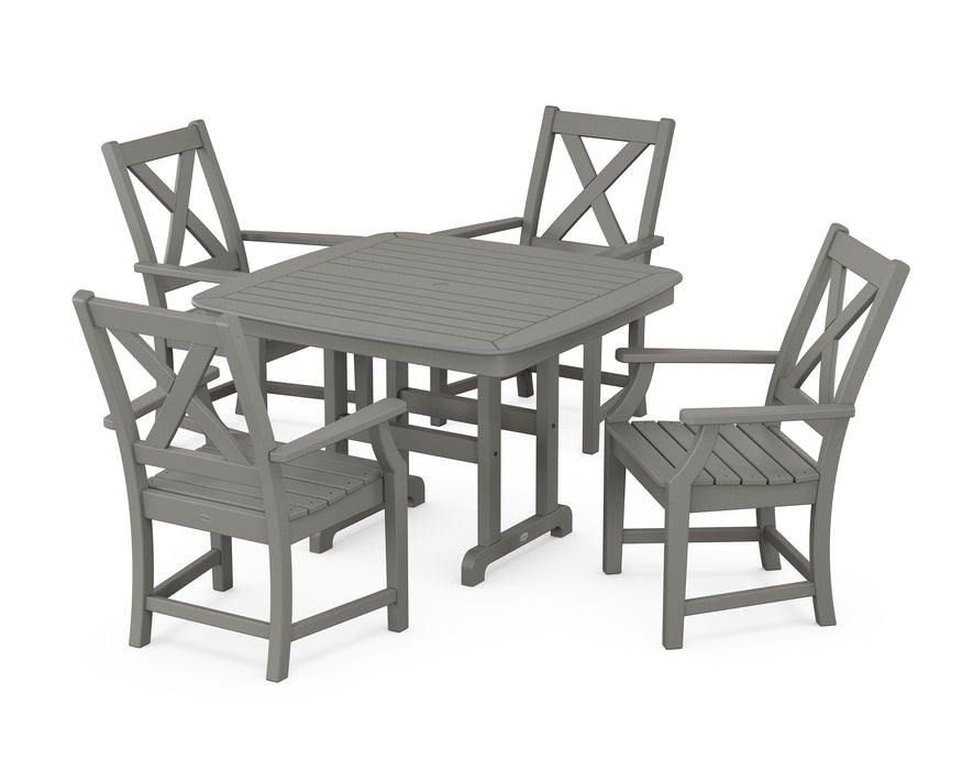 POLYWOOD Braxton 5-Piece Dining Set with Trestle Legs in Slate Grey