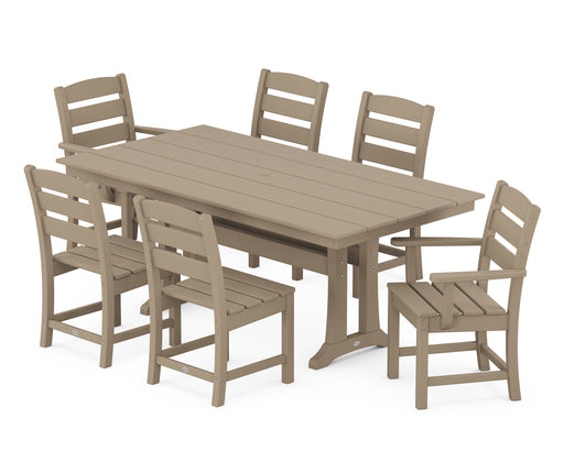 POLYWOOD Lakeside 7-Piece Farmhouse Trestle Dining Set in Vintage Sahara image