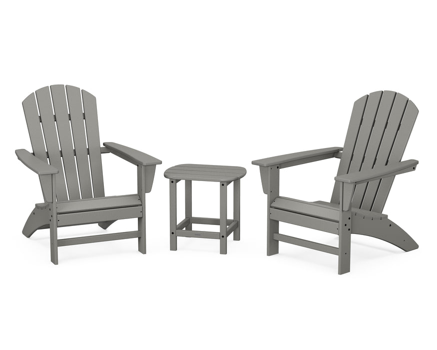 POLYWOOD Nautical 3-Piece Adirondack Set with South Beach 18" Side Table in Slate Grey image