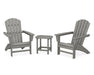 POLYWOOD Nautical 3-Piece Adirondack Set with South Beach 18" Side Table in Slate Grey image