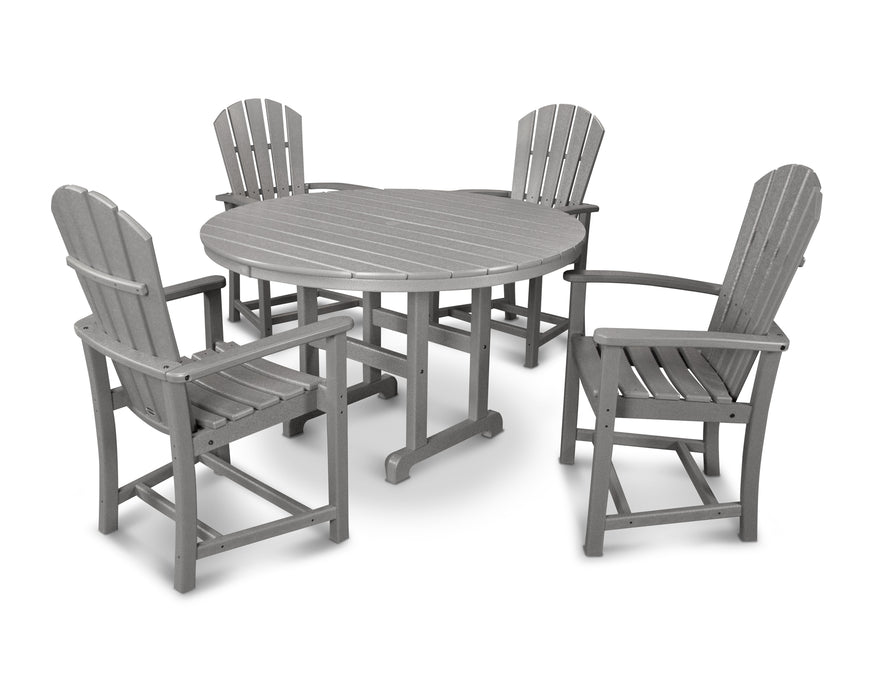 POLYWOOD Palm Coast 5-Piece Round Farmhouse Dining Set in Slate Grey