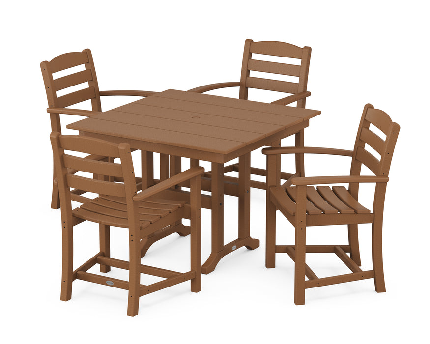 POLYWOOD La Casa Cafe 5-Piece Farmhouse Dining Set in Teak