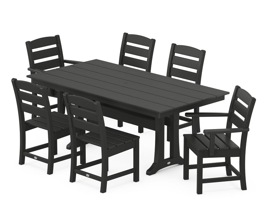 POLYWOOD Lakeside 7-Piece Farmhouse Trestle Dining Set in Black image