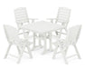 POLYWOOD Nautical Highback 5-Piece Farmhouse Trestle Dining Set in Vintage White image