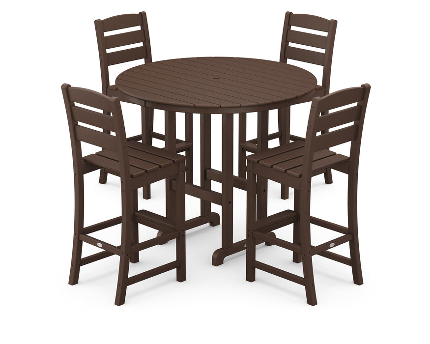 POLYWOOD Lakeside 5-Piece Round Farmhouse Side Chair Bar Set in Mahogany image