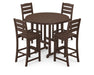 POLYWOOD Lakeside 5-Piece Round Farmhouse Side Chair Bar Set in Mahogany image