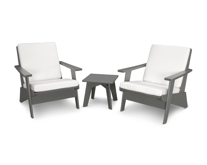 POLYWOOD Riviera Modern Lounge 3-Piece Set in Slate Grey / Natural image