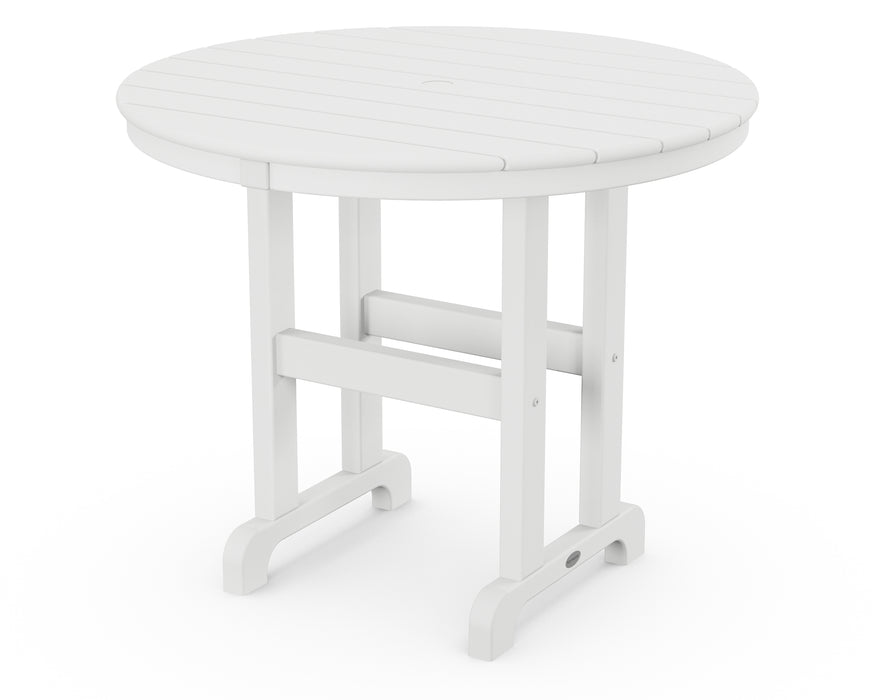 POLYWOOD 36" Round Farmhouse Dining Table in White image