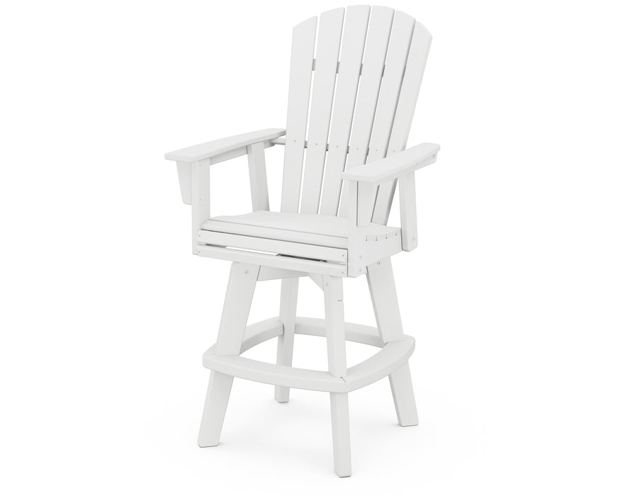 POLYWOOD Nautical Curveback Adirondack Swivel Bar Chair in White image