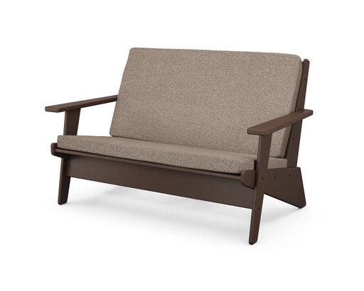 POLYWOOD Riviera Modern Lounge Loveseat in Mahogany / Spiced Burlap image