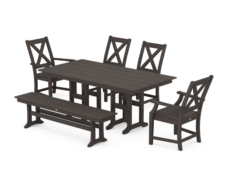 POLYWOOD Braxton 6-Piece Farmhouse Dining Set in Vintage Coffee