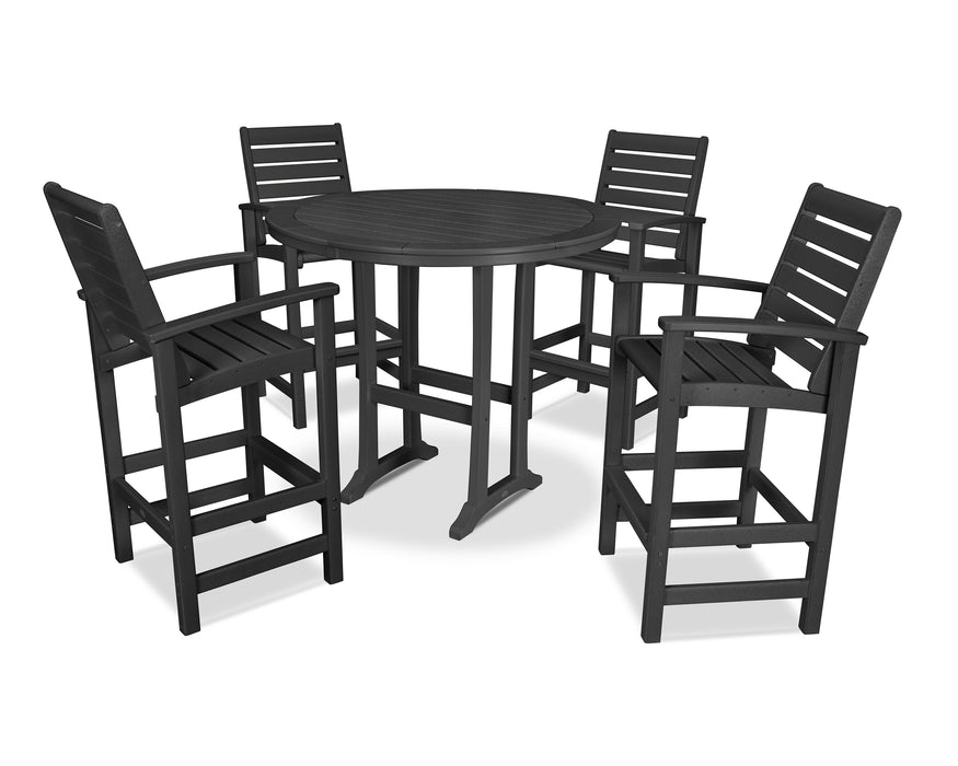 POLYWOOD 5 Piece Signature Bar Dining Set in Black image