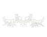 POLYWOOD Modern Adirondack Chair 9-Piece Conversation Set in White image