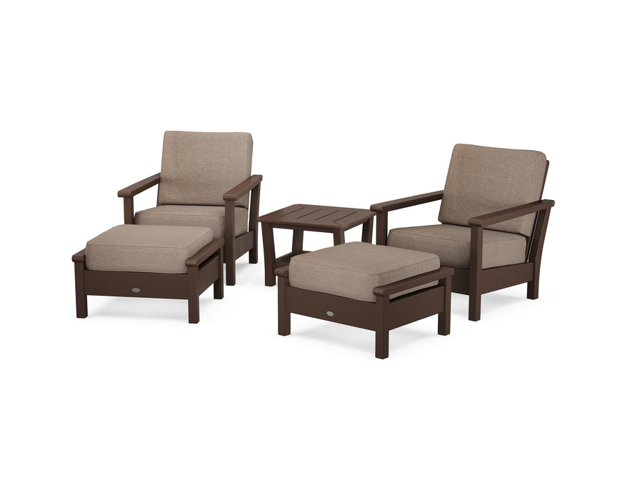 POLYWOOD Harbour 5-Piece Deep Seating Chair Set in Mahogany / Spiced Burlap image