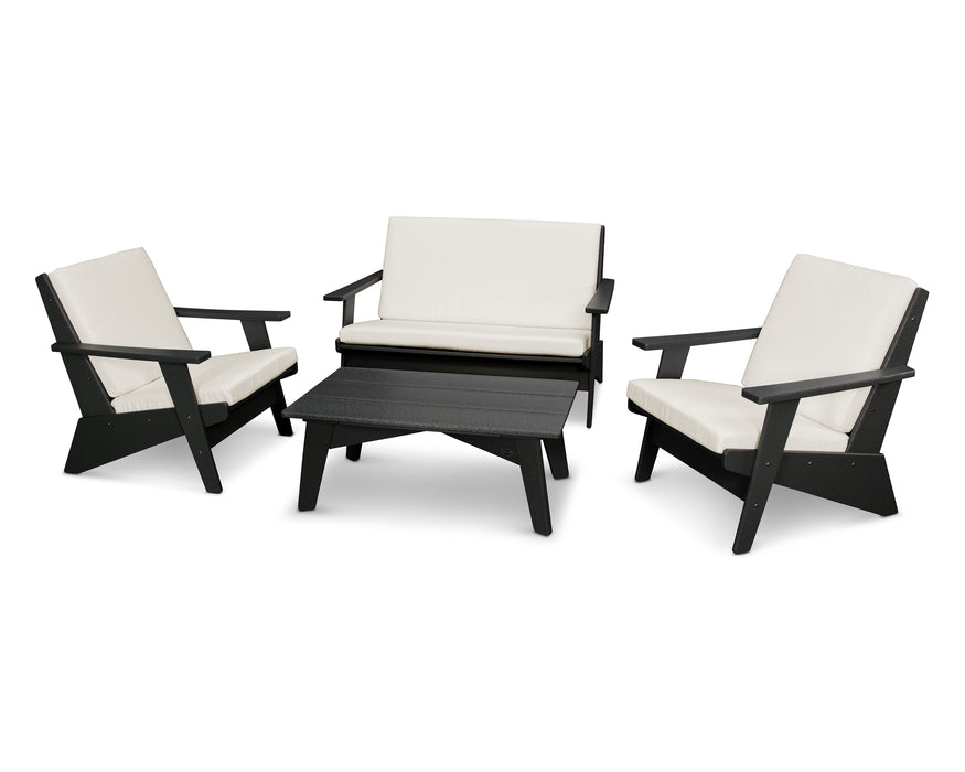 POLYWOOD Riviera Modern Lounge 4-Piece Set in Black / Bird's Eye image