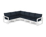 POLYWOOD EDGE 6-Piece Modular Deep Seating Set in White / Marine Indigo image