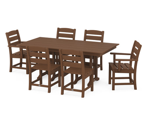 POLYWOOD Lakeside 7-Piece Farmhouse Dining Set in Teak image