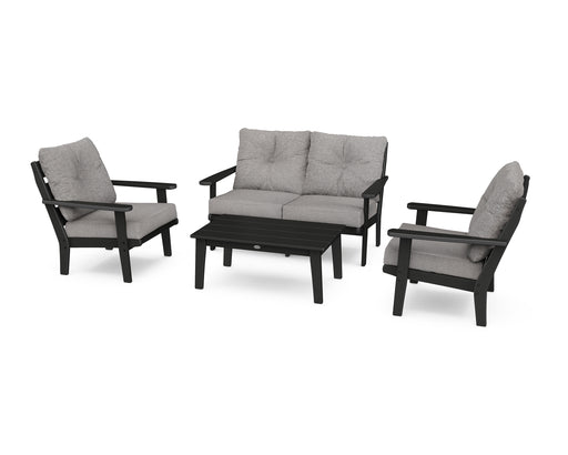 POLYWOOD Lakeside 4-Piece Deep Seating Set in Black / Grey Mist image