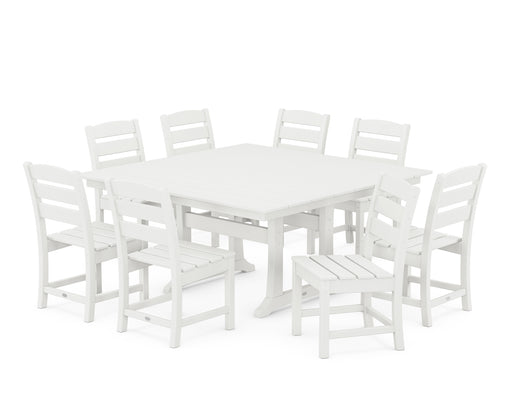 POLYWOOD Lakeside 9-Piece Farmhouse Trestle Dining Set in Vintage White image