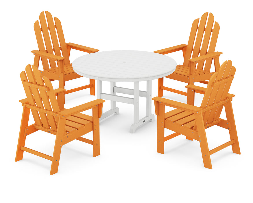 POLYWOOD Long Island 5-Piece Round Farmhouse Dining Set in Tangerine