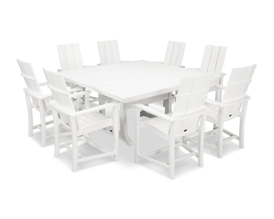 POLYWOOD Modern Adirondack 9-Piece Farmhouse Trestle Dining Set in White