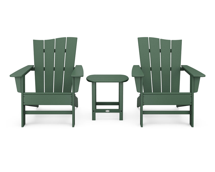 POLYWOOD Wave 3-Piece Adirondack Chair Set in Green