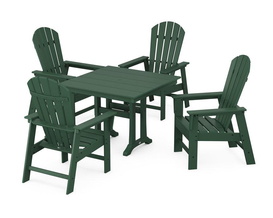 POLYWOOD South Beach 5-Piece Farmhouse Dining Set With Trestle Legs in Green