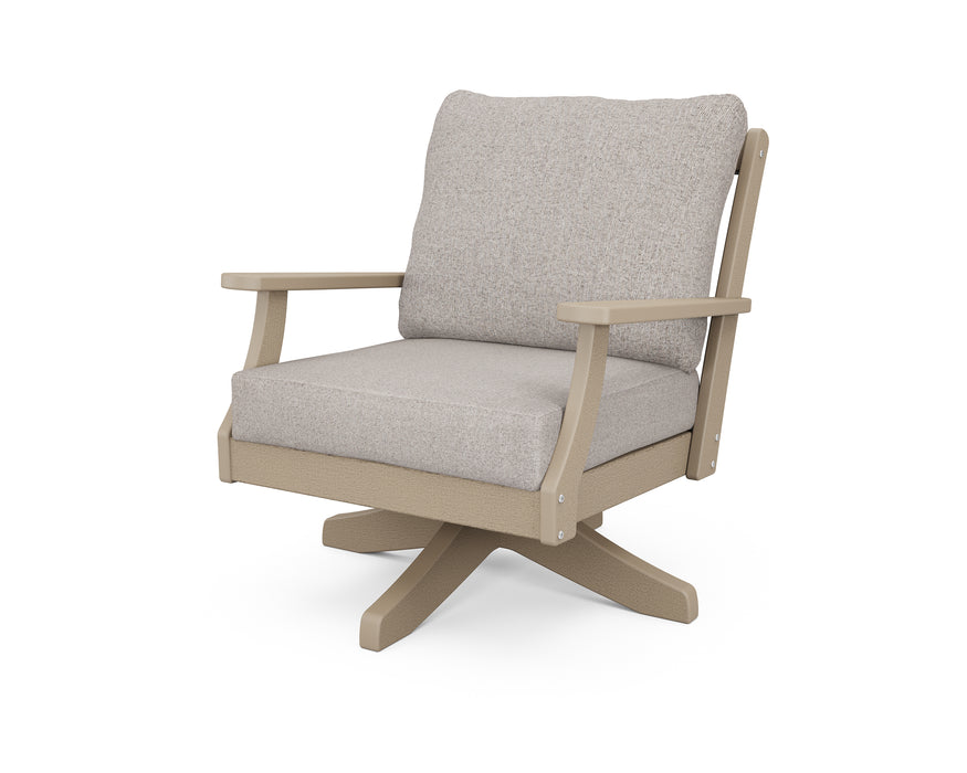 POLYWOOD Braxton Deep Seating Swivel Chair in Vintage Sahara / Weathered Tweed