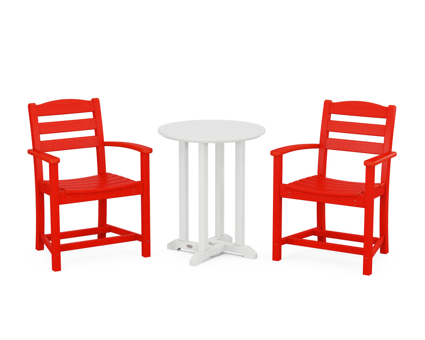 POLYWOOD La Casa Cafe 3-Piece Round Dining Set in Sunset Red