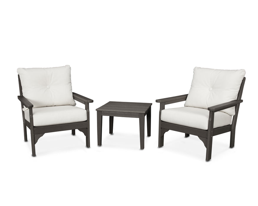 POLYWOOD Vineyard 3-Piece Deep Seating Set in Vintage Coffee / Natural