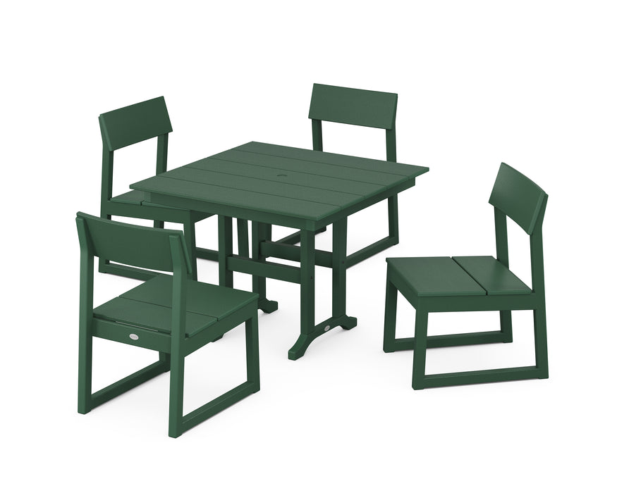 POLYWOOD EDGE Side Chair 5-Piece Farmhouse Dining Set in Green image