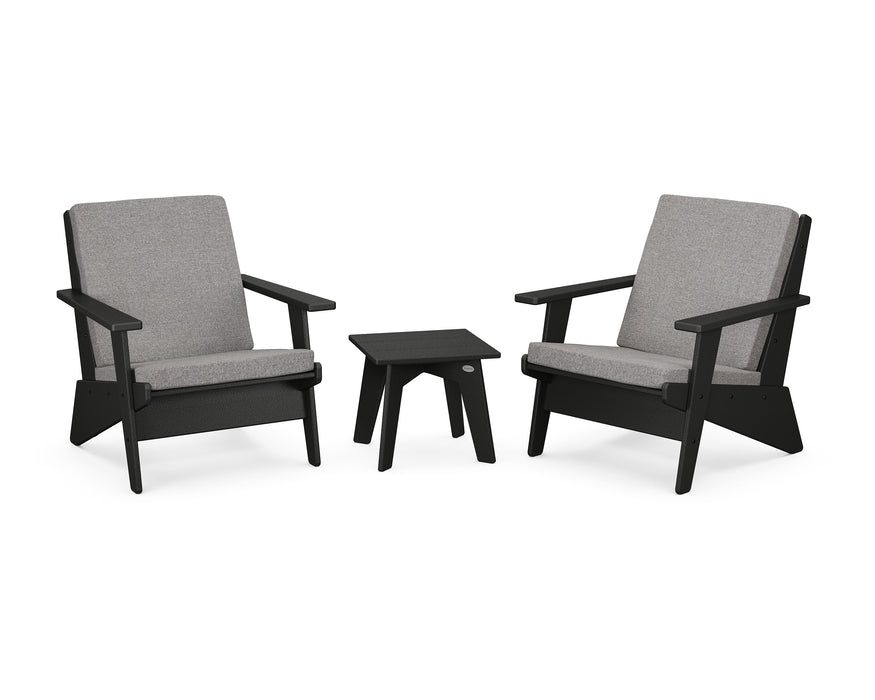 POLYWOOD Riviera Modern Lounge 3-Piece Set in Black / Grey Mist image