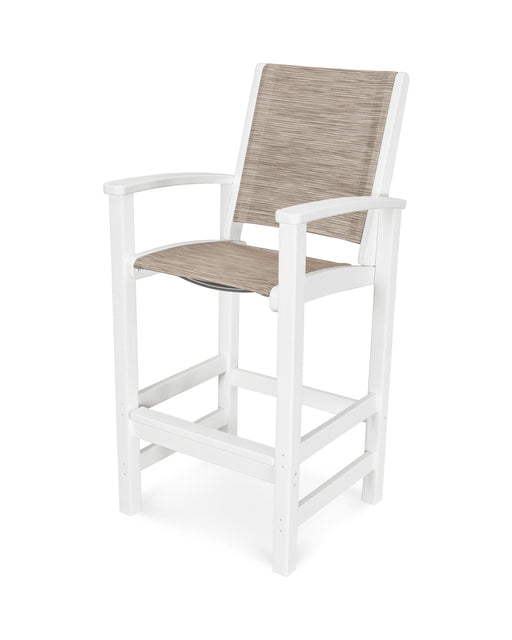 POLYWOOD Coastal Bar Chair in Vintage White / Onyx Sling image