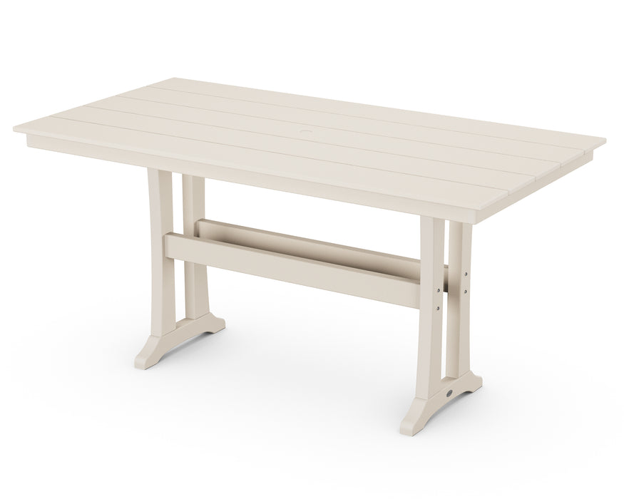 POLYWOOD Farmhouse Trestle 37" x 72" Counter Table in Sand