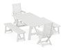 POLYWOOD Captain 5-Piece Rustic Farmhouse Dining Set With Benches in White image