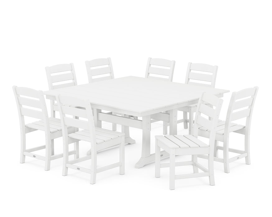 POLYWOOD Lakeside 9-Piece Farmhouse Trestle Dining Set in White