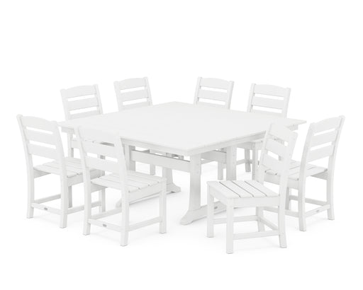 POLYWOOD Lakeside 9-Piece Farmhouse Trestle Dining Set in White image