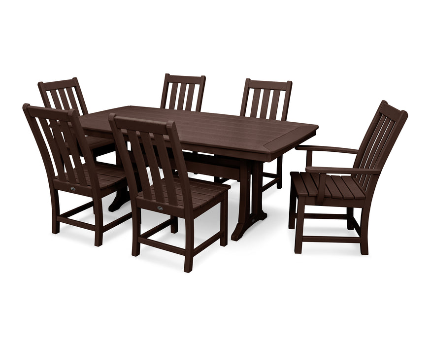 POLYWOOD Vineyard 7-Piece Dining Set with Trestle Legs in Mahogany