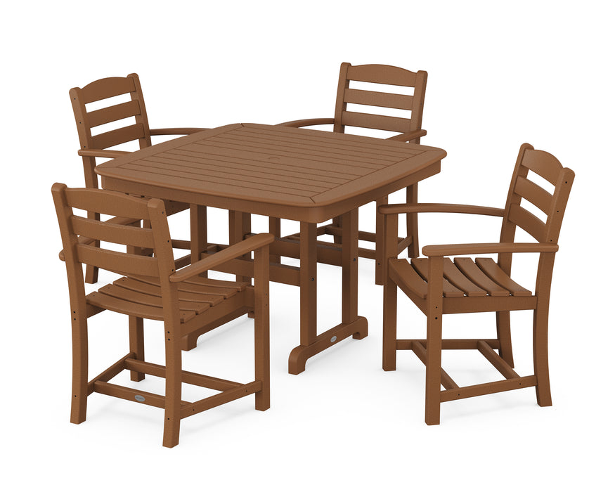 POLYWOOD La Casa Cafe 5-Piece Dining Set with Trestle Legs in Teak