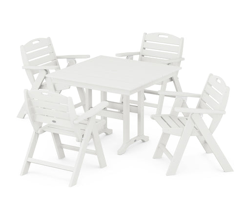 POLYWOOD Nautical Lowback Chair 5-Piece Farmhouse Dining Set in Vintage White image