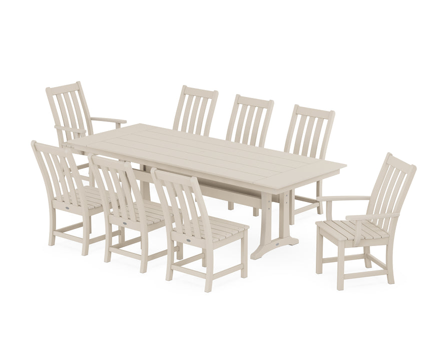 POLYWOOD Vineyard 9-Piece Farmhouse Dining Set with Trestle Legs in Sand