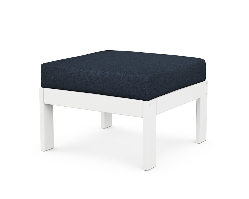 POLYWOOD Vineyard Modular Ottoman in White / Marine Indigo