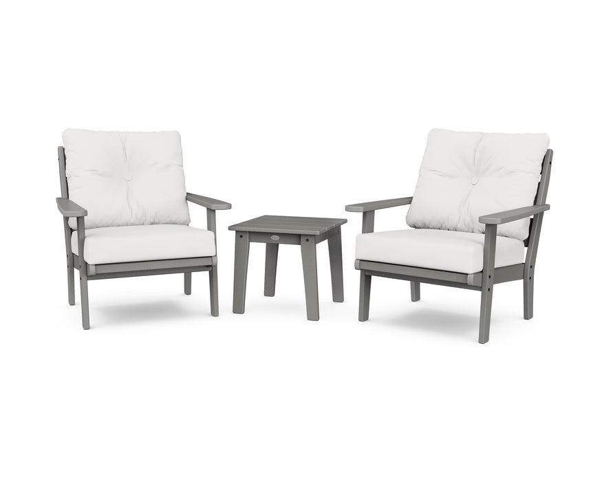 POLYWOOD Lakeside 3-Piece Deep Seating Chair Set in Slate Grey / Natural Linen image