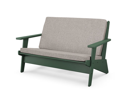 POLYWOOD Riviera Modern Lounge Loveseat in Green / Weathered Tweed image