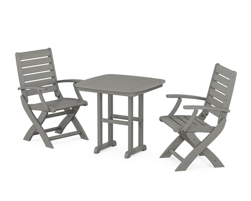 POLYWOOD Signature Folding Chair 3-Piece Dining Set in Slate Grey image