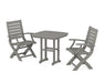 POLYWOOD Signature Folding Chair 3-Piece Dining Set in Slate Grey image