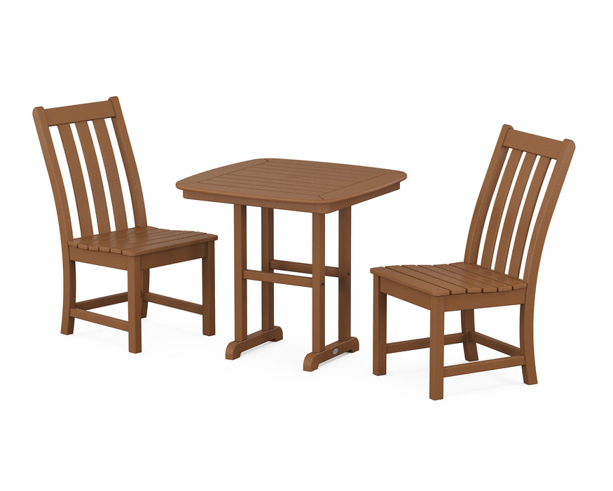 POLYWOOD Vineyard Side Chair 3-Piece Dining Set in Teak